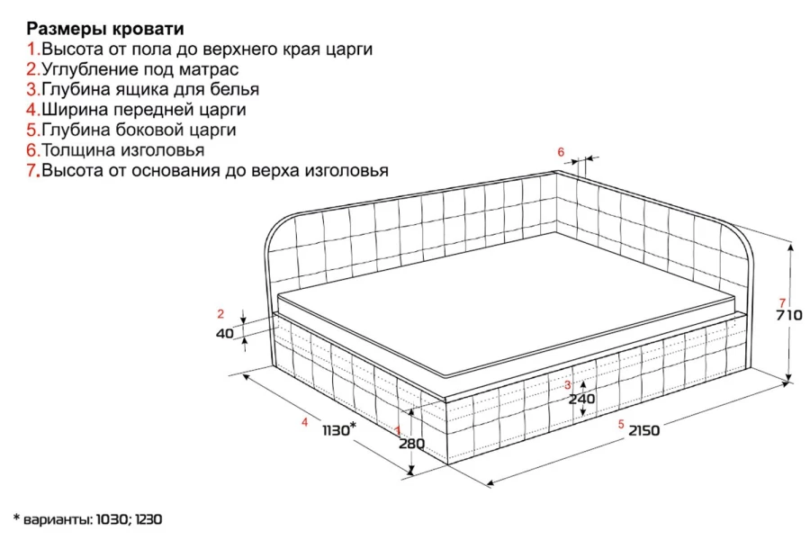 Кровать правосторонняя c подъёмным механизмом Тред правосторонняя (изображение №13)