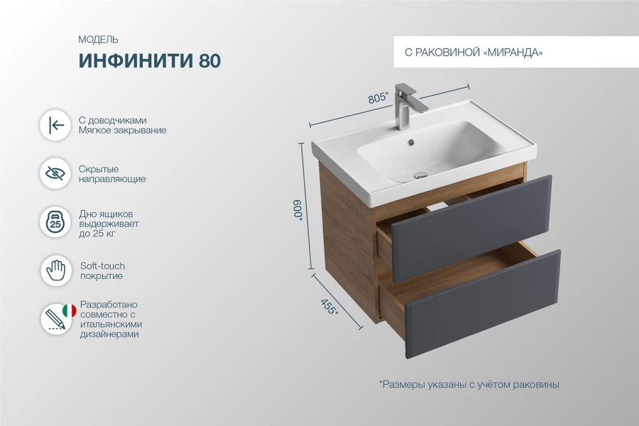 Тумба подвесная Sanstar Инфинити (изображение №5)