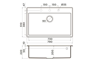 Мойка врезная OMOIKIRI Tedori 79