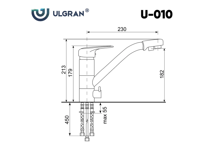 Смеситель для кухни ULGRAN U-010 (изображение №3)