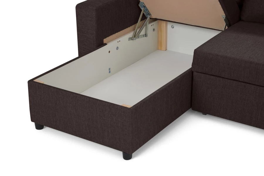 Угловой диван-кровать - аналог IKEA VILASUND, 235х90х155 см, коричневый (изображение №11)