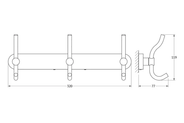 Планка с 3 крючками-вешалками Harmonie (изображение №2)