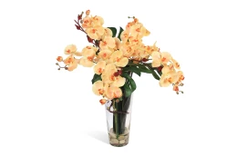 Искусственное растение в вазе с водой Орхидея с сореллой и листьями монстеры