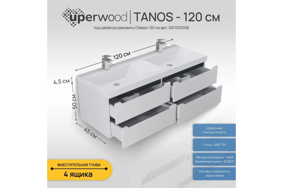 Тумба под раковину подвесная Tanos (изображение №2)