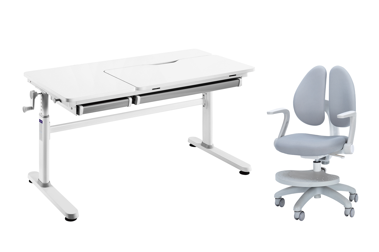 Комплект мебели парта Iris Grey и кресло с подлокотниками и подставкой Primo Grey