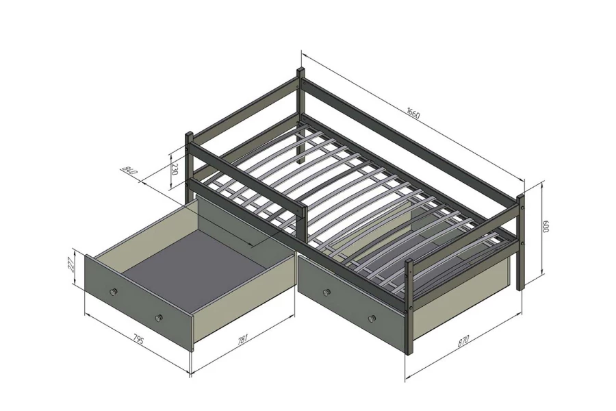 Кровать тахта с бортиком и ящиками Можга (изображение №7)