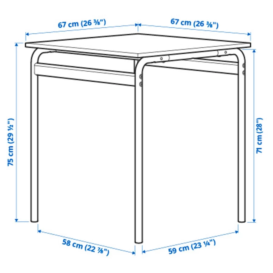 Кухонный стол - GRÅSALA/ADDE IKEA/ ГРОСАЛА/АДДЕ ИКЕА, 67 см, белый/черный (изображение №6)