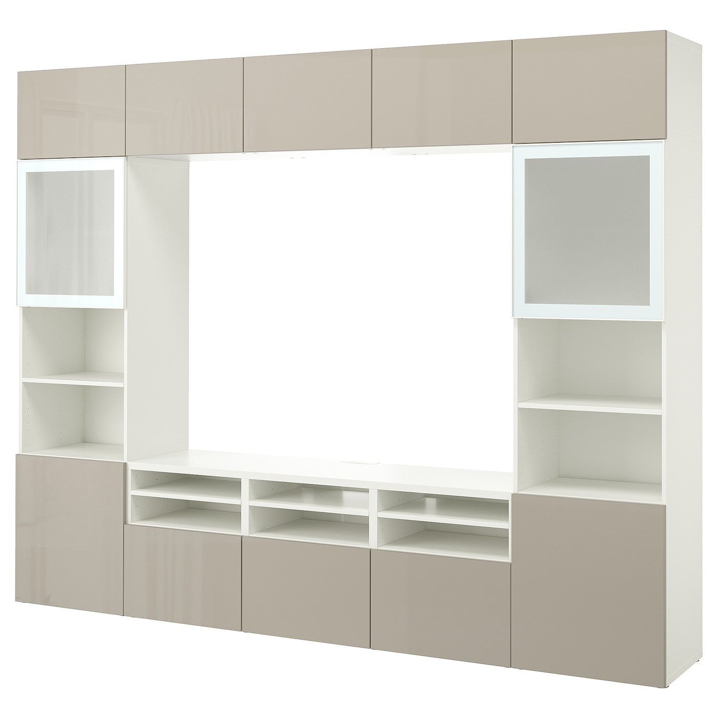 Комплект мебели д/гостиной  - IKEA BESTÅ/BESTA, 231x42x300 см, белый/светло-коричневый, БЕСТО ИКЕА