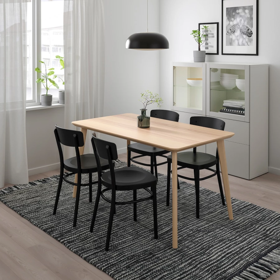 Кухонный стол - LISABO/IDOLF  IKEA/ ЛИСАБО/ИДОЛЬФ  ИКЕА, 140х78х74 см, черный/бежевый (изображение №2)