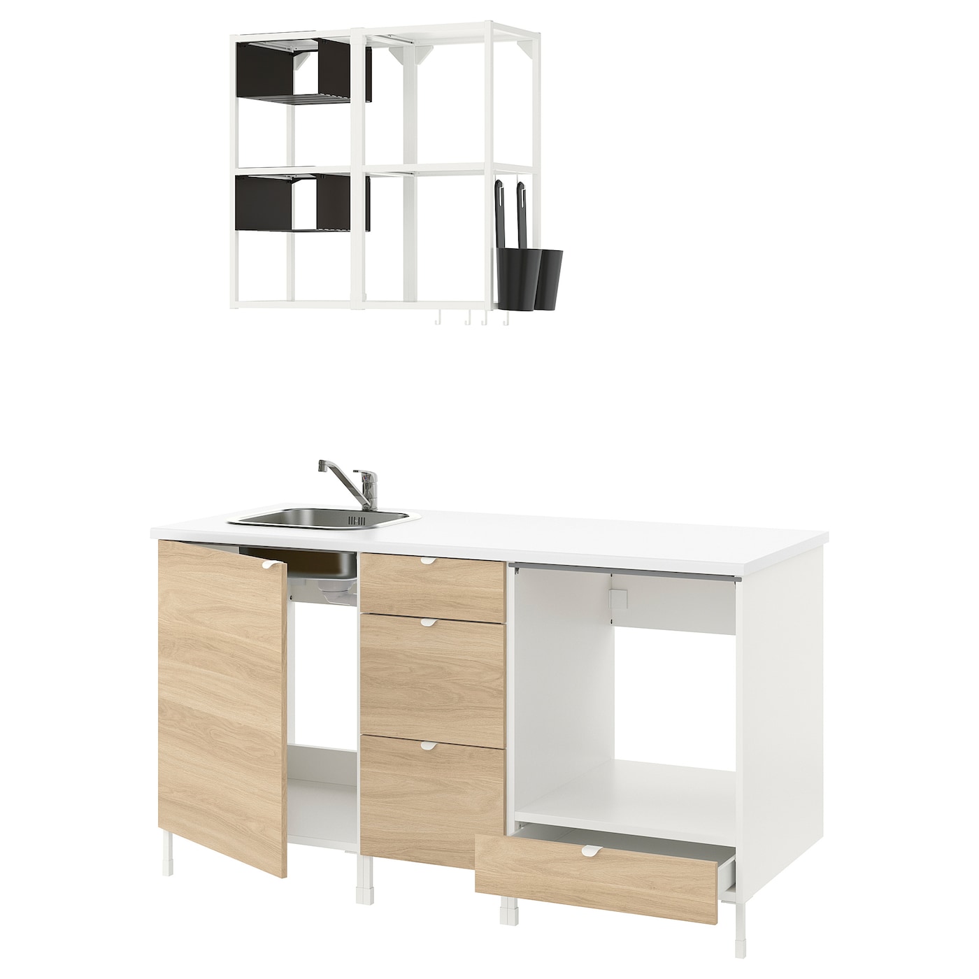 Кухня -  ENHET  IKEA/ ЭНХЕТ ИКЕА, 222х163 см, белый/бежевый