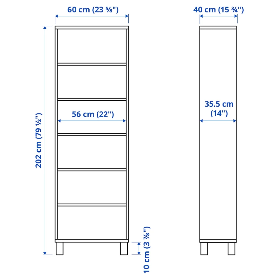 Шкаф - IKEA BESTÅ/BESTA, 60x40x202 см, коричневый, БЕСТО ИКЕА (изображение №3)
