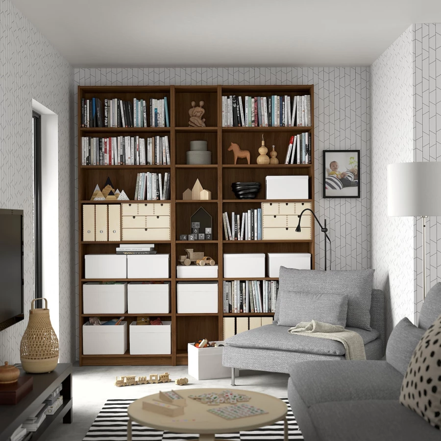Книжный шкаф -  BILLY IKEA/ БИЛЛИ ИКЕА, 200х28х237 см, коричневый (изображение №2)