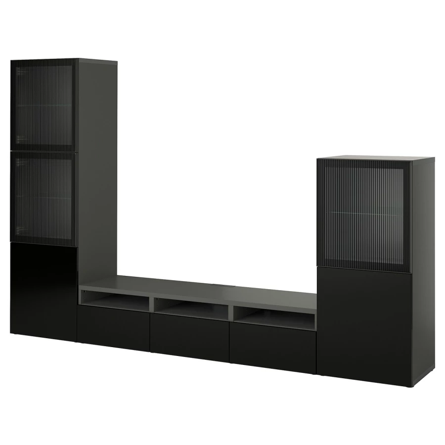 Комбинация для хранения ТВ - IKEA BESTÅ/BESTA, 193x42x300см, черный, БЕСТО ИКЕА (изображение №1)