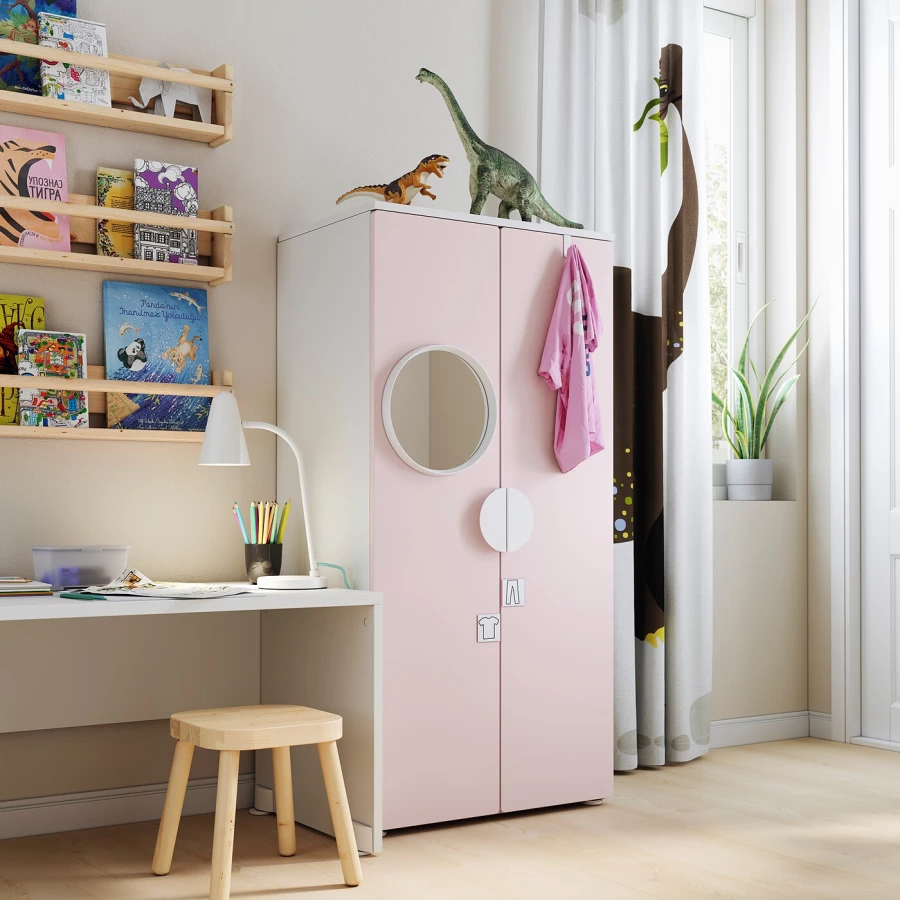 Шкаф - SMÅSTAD / SMАSTAD  IKEA /СМОСТАД  ИКЕА, 60x42x123 см, белый/розовый (изображение №2)