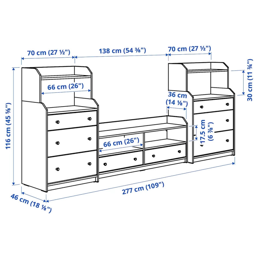 Шкаф для ТВ - IKEA HAUGA, 116x46x277см, белый, ХАУГА ИКЕА (изображение №6)
