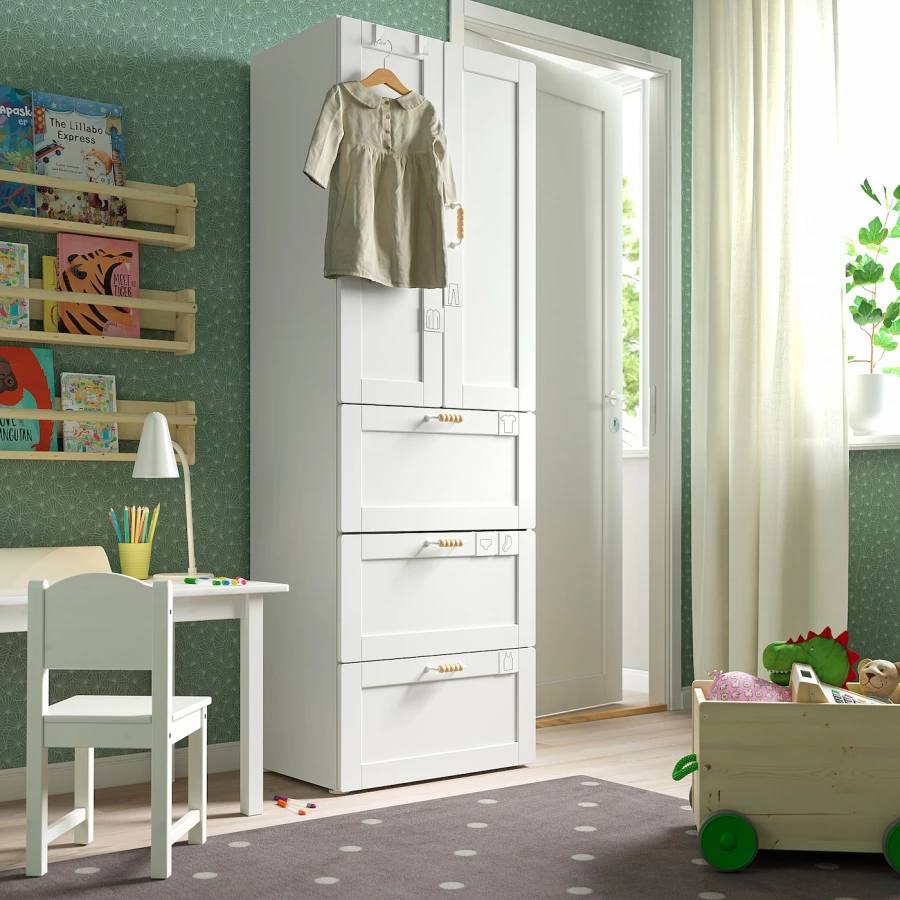 Шкаф детский - IKEA SMÅSTAD/SMASTAD, 60x42x181 см, белый, СМОСТАД ИКЕА (изображение №3)