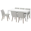 Стол и 6 стульев - IKEA EKEDALEN/KLINTEN/ЭКЕДАЛЕН/КЛИНТЕН ИКЕА, 180х240х90 см, белый/серый