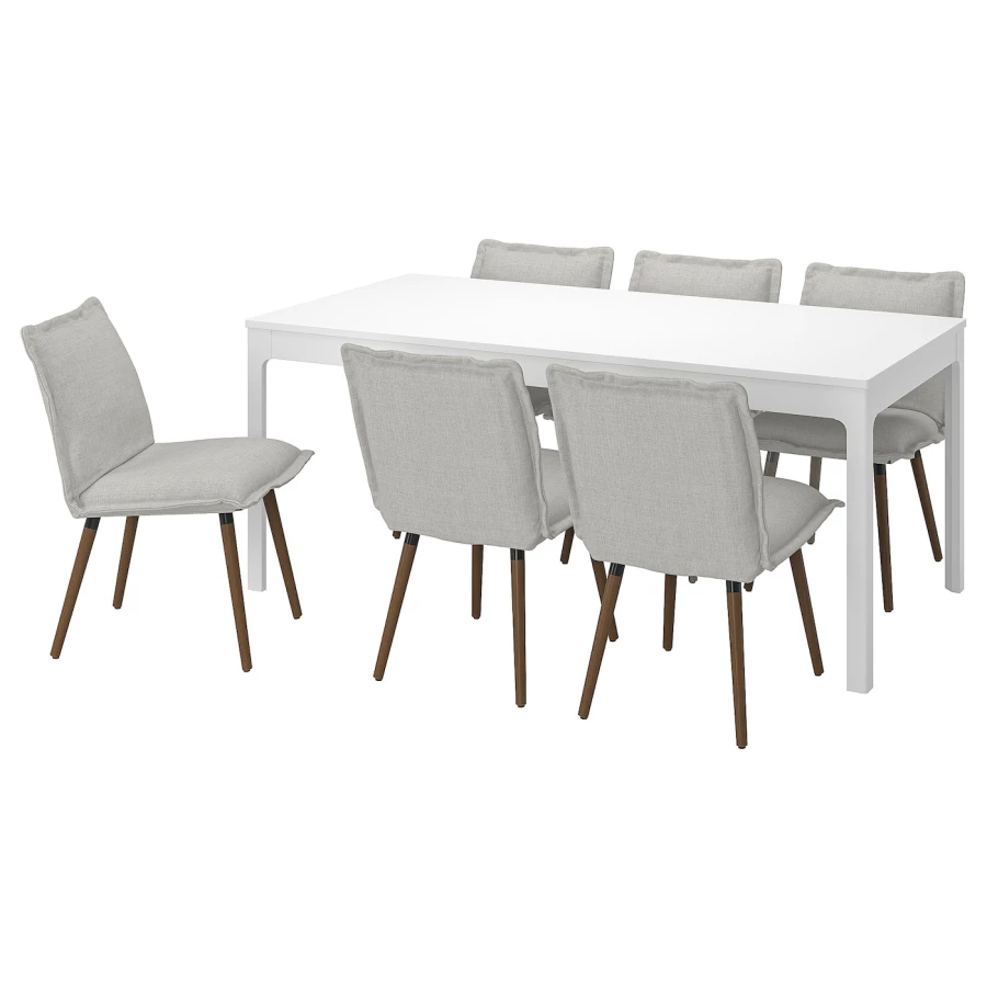 Стол и 6 стульев - IKEA EKEDALEN/KLINTEN/ЭКЕДАЛЕН/КЛИНТЕН ИКЕА, 180х240х90 см, белый/серый (изображение №1)