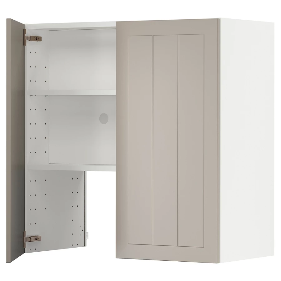 Навесной шкаф - METOD IKEA/ МЕТОД ИКЕА, 80х80 см, белый/светло-коричневый (изображение №1)