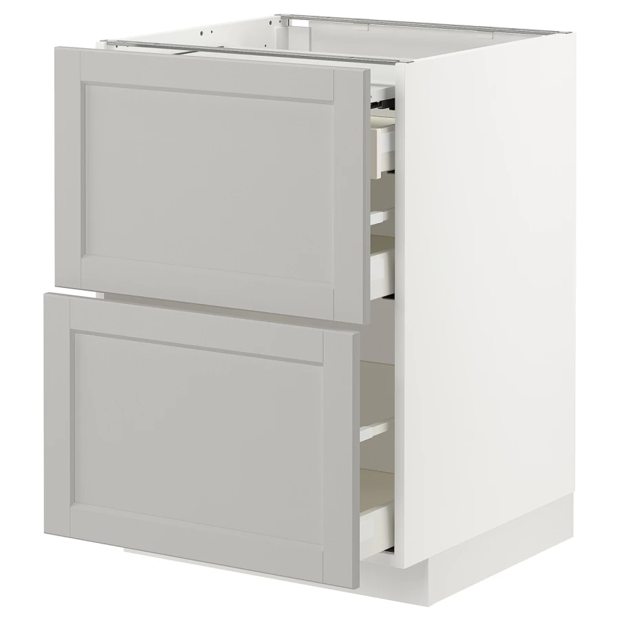 Напольный кухонный шкаф  - IKEA METOD MAXIMERA, 88x62x60см, белый/светло-серый, МЕТОД МАКСИМЕРА ИКЕА (изображение №1)