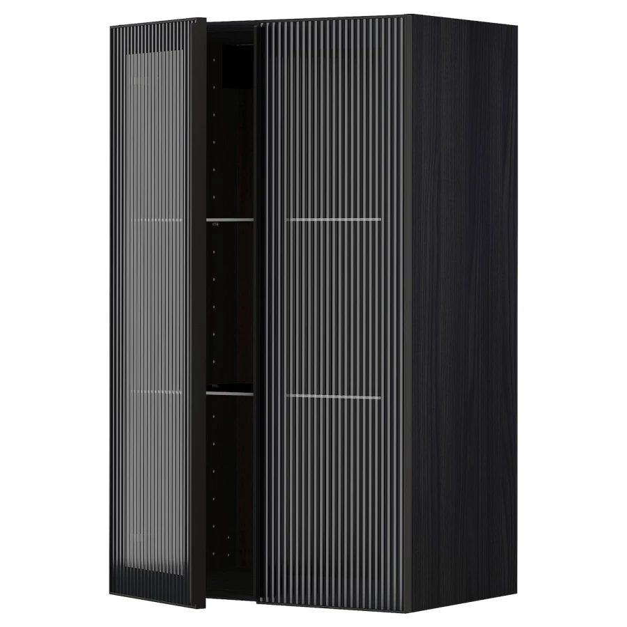 Шкаф и 2 стеклянные двери -  METOD IKEA/ МЕТОД ИКЕА, 100х60 см, черный (изображение №1)