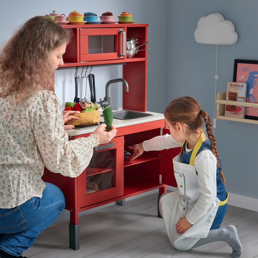 Игровая кухня - IKEA DUKTIG, 72x40x109 см, красный/белый  ДУКТИГ ИКЕА (изображение №4)