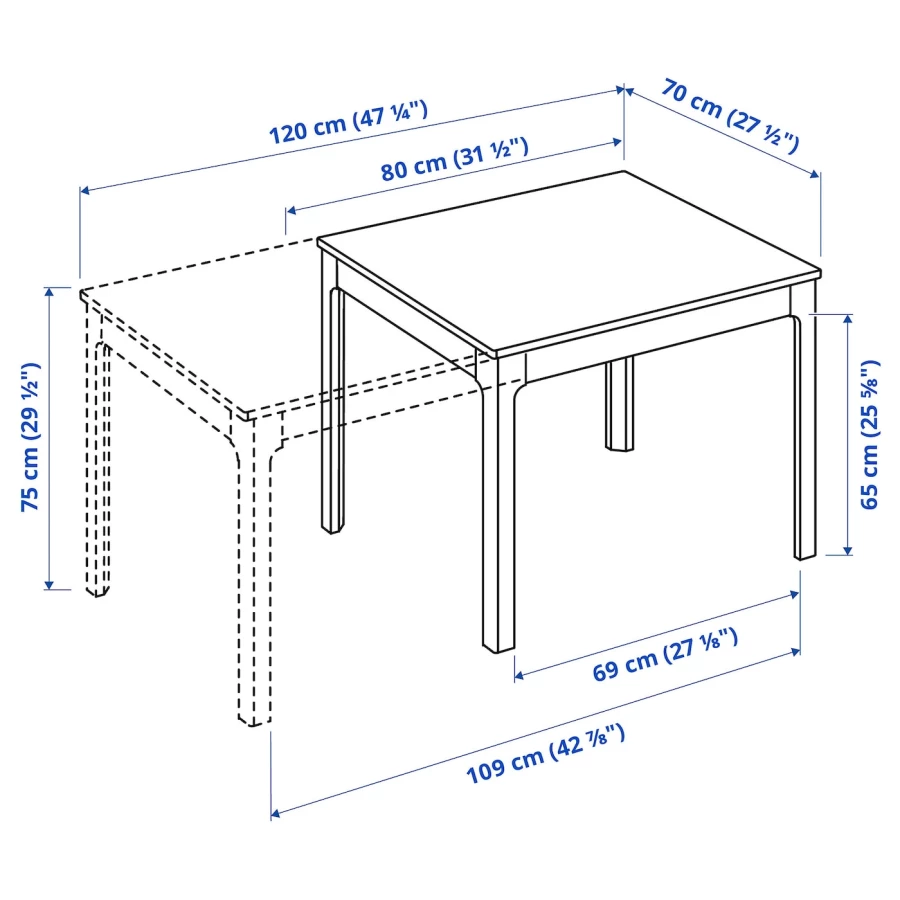 Раздвижной обеденный стол - IKEA EKEDALEN, 120/70/75 см, белый, ЭКЕДАЛЕН ИКЕА (изображение №4)