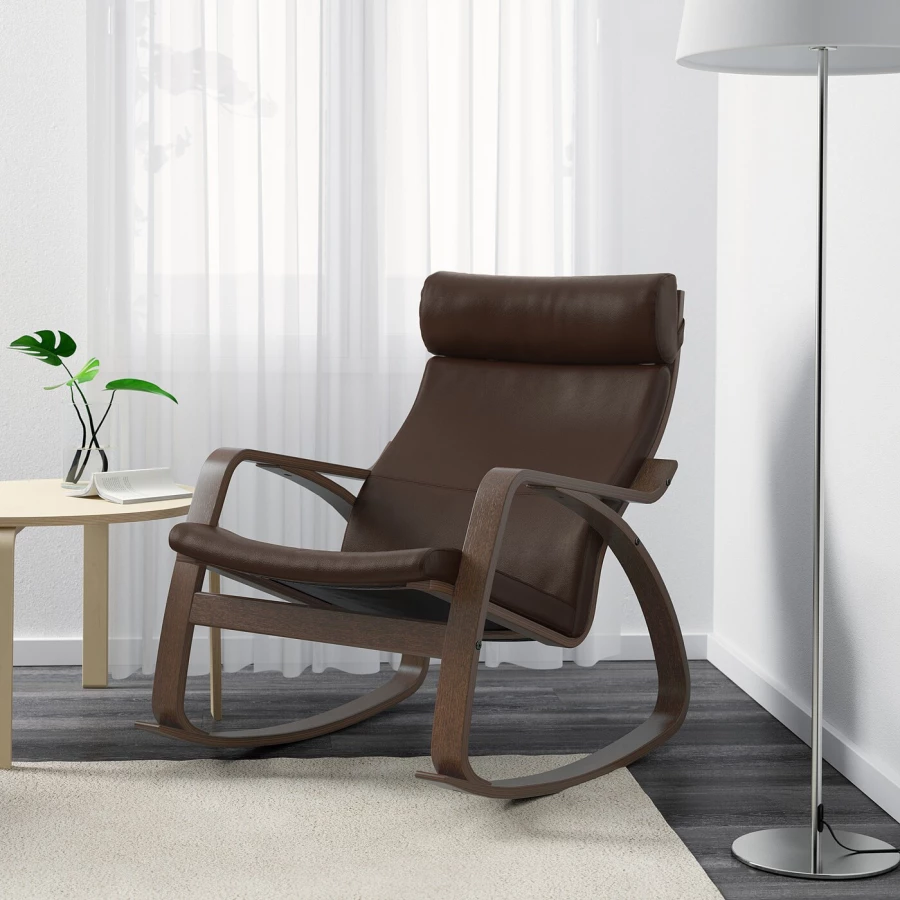 Кресло-качалка - IKEA POÄNG/POANG/ПОЭНГ ИКЕА, 68х94х95 см, коричневый (изображение №2)