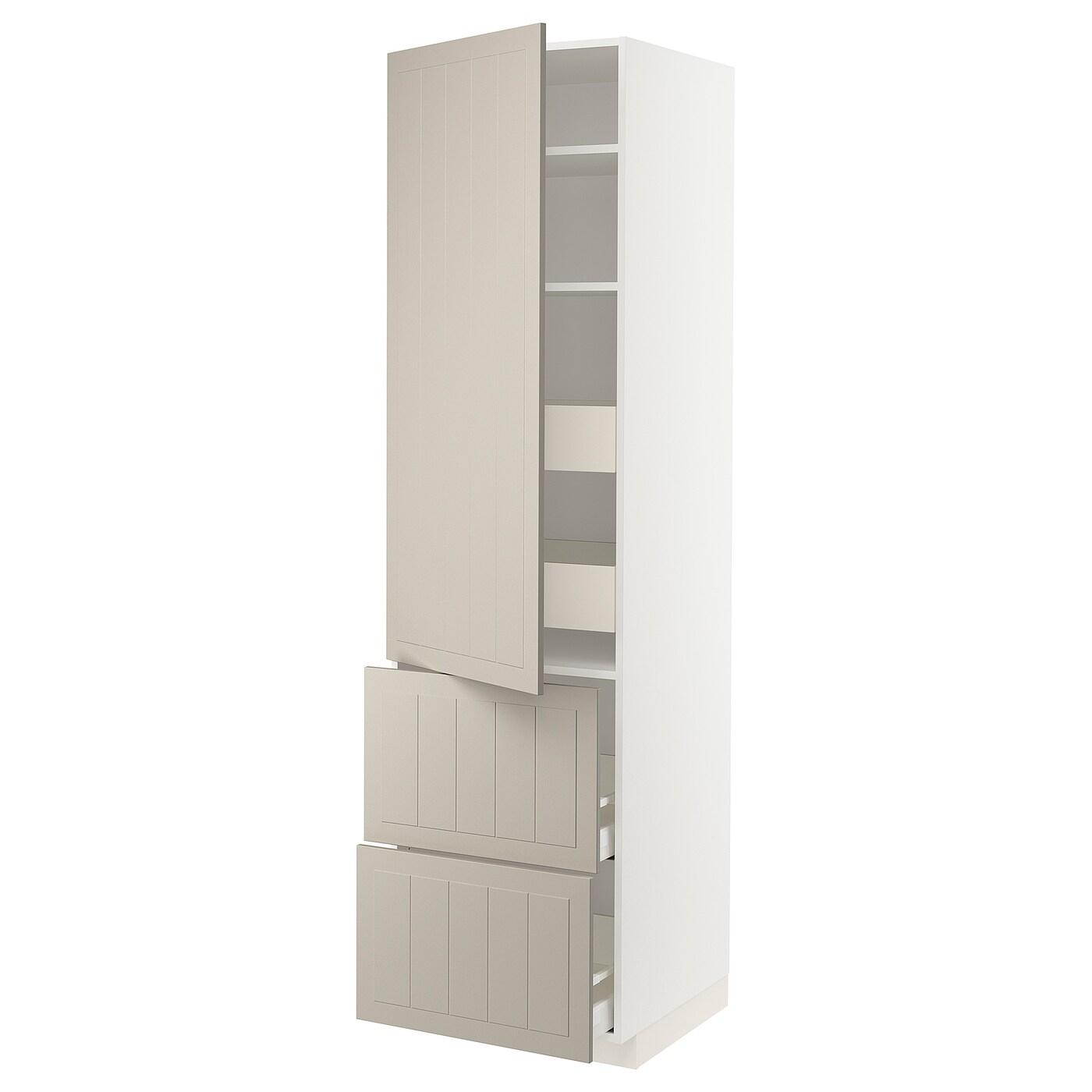 Высокий шкаф - IKEA METOD/MAXIMERA/МЕТОД/МАКСИМЕРА ИКЕА, 60х60х200 см, белый/бежевый