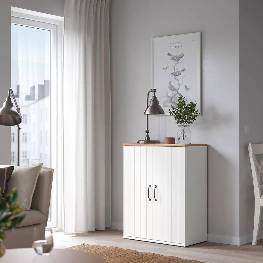 Шкаф - SKRUVBY  IKEA/ СКРУВБИ ИКЕА, 70x90 см, белый/под беленый дуб (изображение №2)