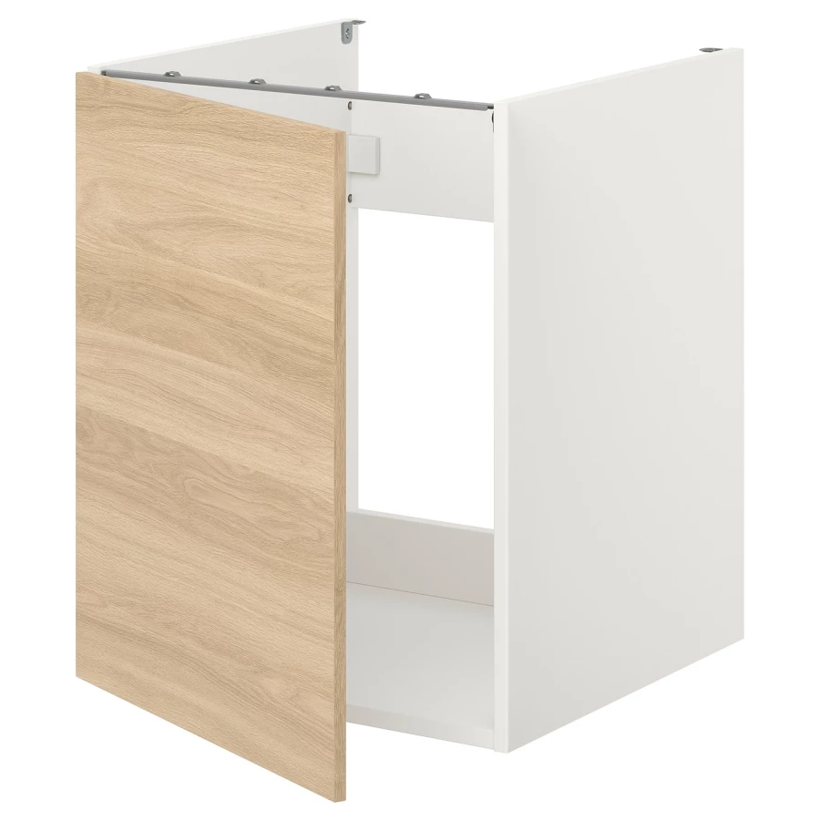 Шкаф для раковины - IKEA ENHET, 75x62x60см, белый/светло-коричневый, ЭНХЕТ ИКЕА (изображение №1)