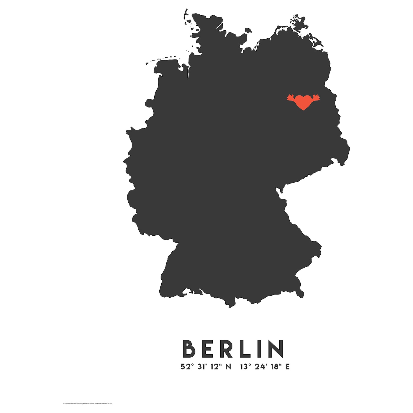 Постер - IKEA BILD, 40х50 см, «Красное сердце, Берлин», БИЛЬД ИКЕА