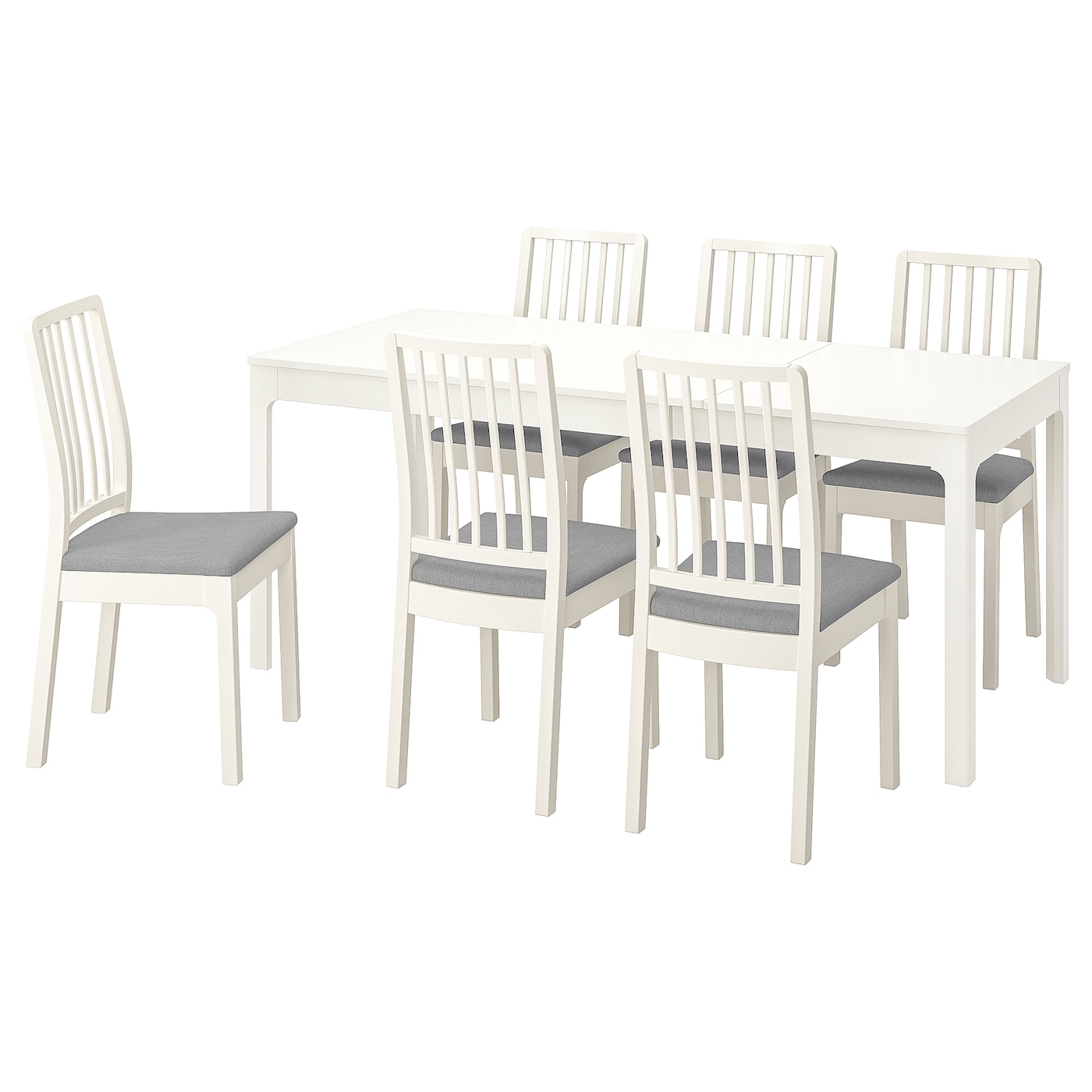 Стол и 6 стульев - IKEA EKEDALEN/ ЭКЕДАЛЕН ИКЕА, 120х180х80 см, белый/серый