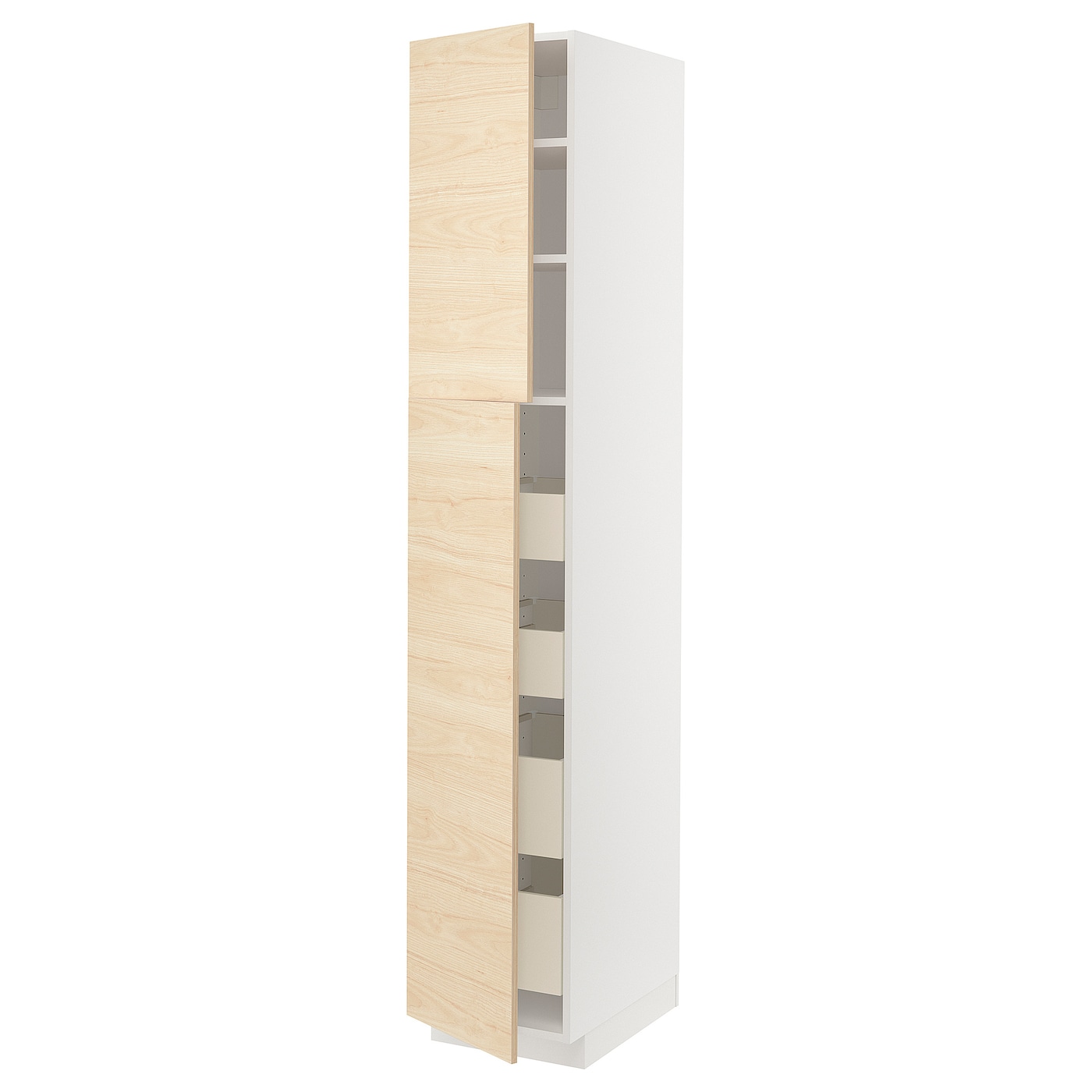 Высокий шкаф - IKEA METOD/MAXIMERA/МЕТОД/МАКСИМЕРА ИКЕА, 220х60х40 см, белый/под беленый дуб