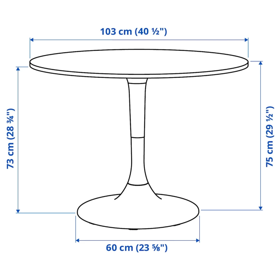 Стол круглый - IKEA DOCKSTA, 103х75 см, белый, ДОКСТА ИКЕА (изображение №7)