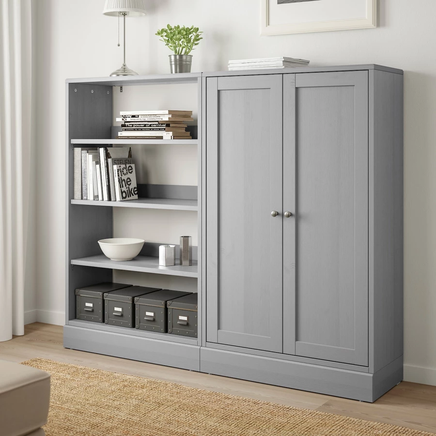 Книжный шкаф - HAVSTA IKEA/ ХАВСТА ИКЕА,  162х134 см, серый (изображение №2)