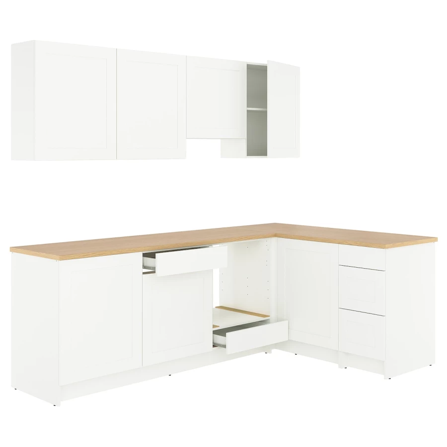 Комбинация кухонная угловая - KNOXHULT IKEA/ КНОКСХУЛЬТ ИКЕА, белый/под беленный дуб (изображение №1)