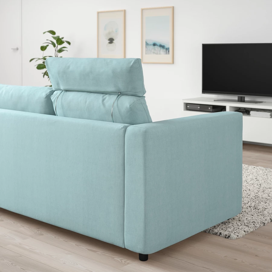 3-местный диван - IKEA VIMLE/ВИМЛЕ ИКЕА, 83х98х241 см, голубой (изображение №3)