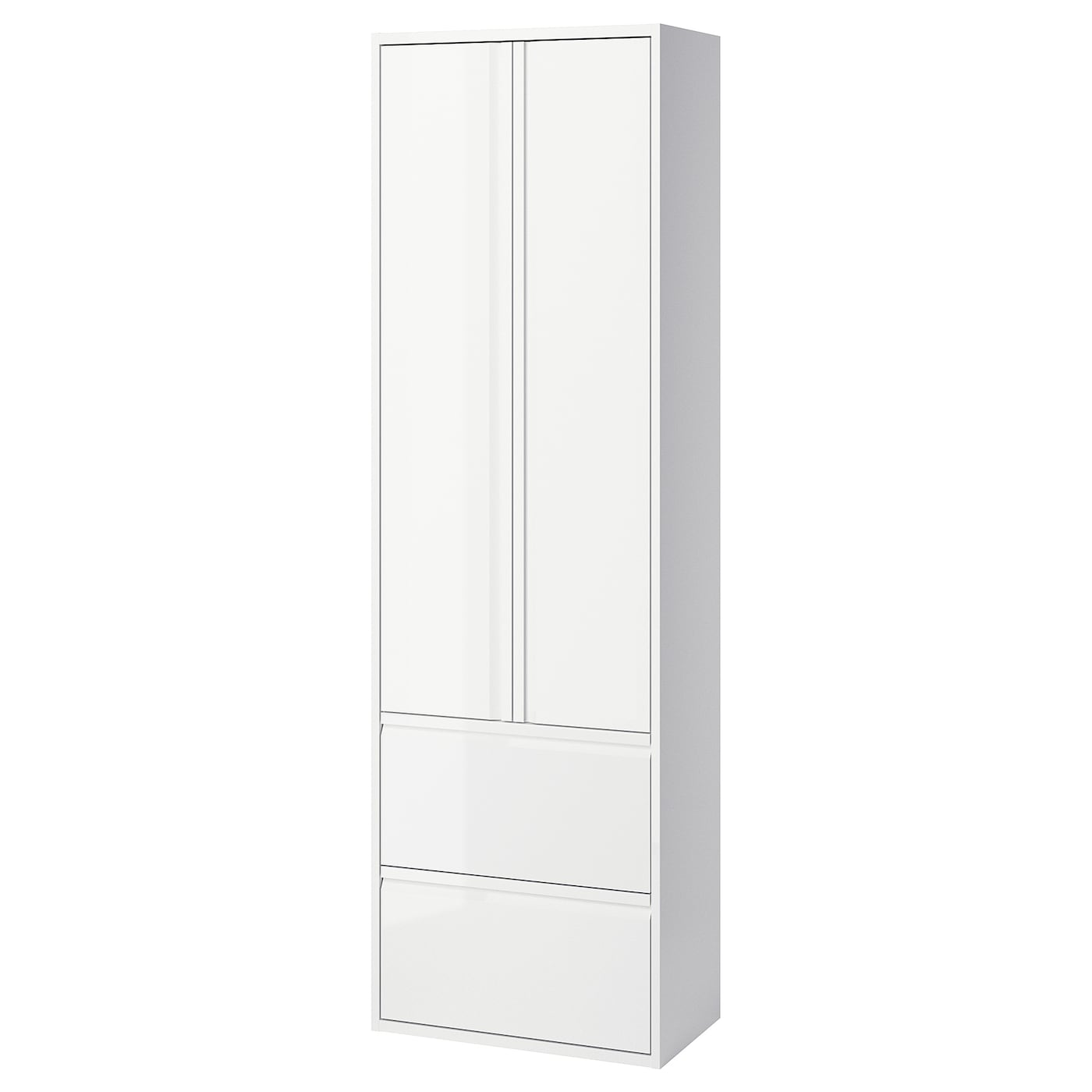 Высокий шкаф с дверцами/ящиками - IKEA ÄNGSJÖN/ANGDJON/ЭНГСЬЕН ИКЕА, 195х35х60 см, белый