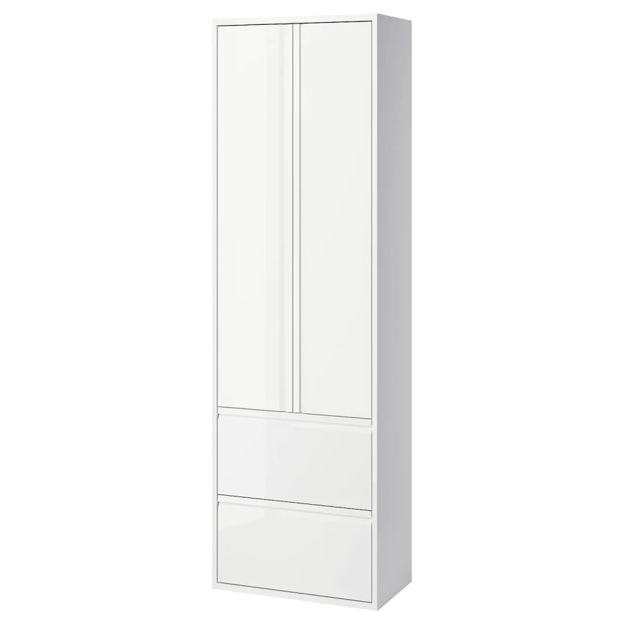 Высокий шкаф с дверцами/ящиками - IKEA ÄNGSJÖN/ANGDJON/ЭНГСЬЕН ИКЕА, 195х35х60 см, белый (изображение №1)