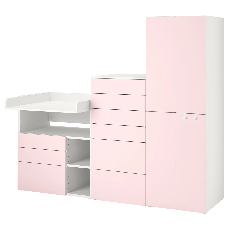 Детская гардеробная комбинация - IKEA PLATSA SMÅSTAD/SMASTAD, 181x79x210см, белый/розовый, ПЛАТСА СМОСТАД ИКЕА (изображение №1)