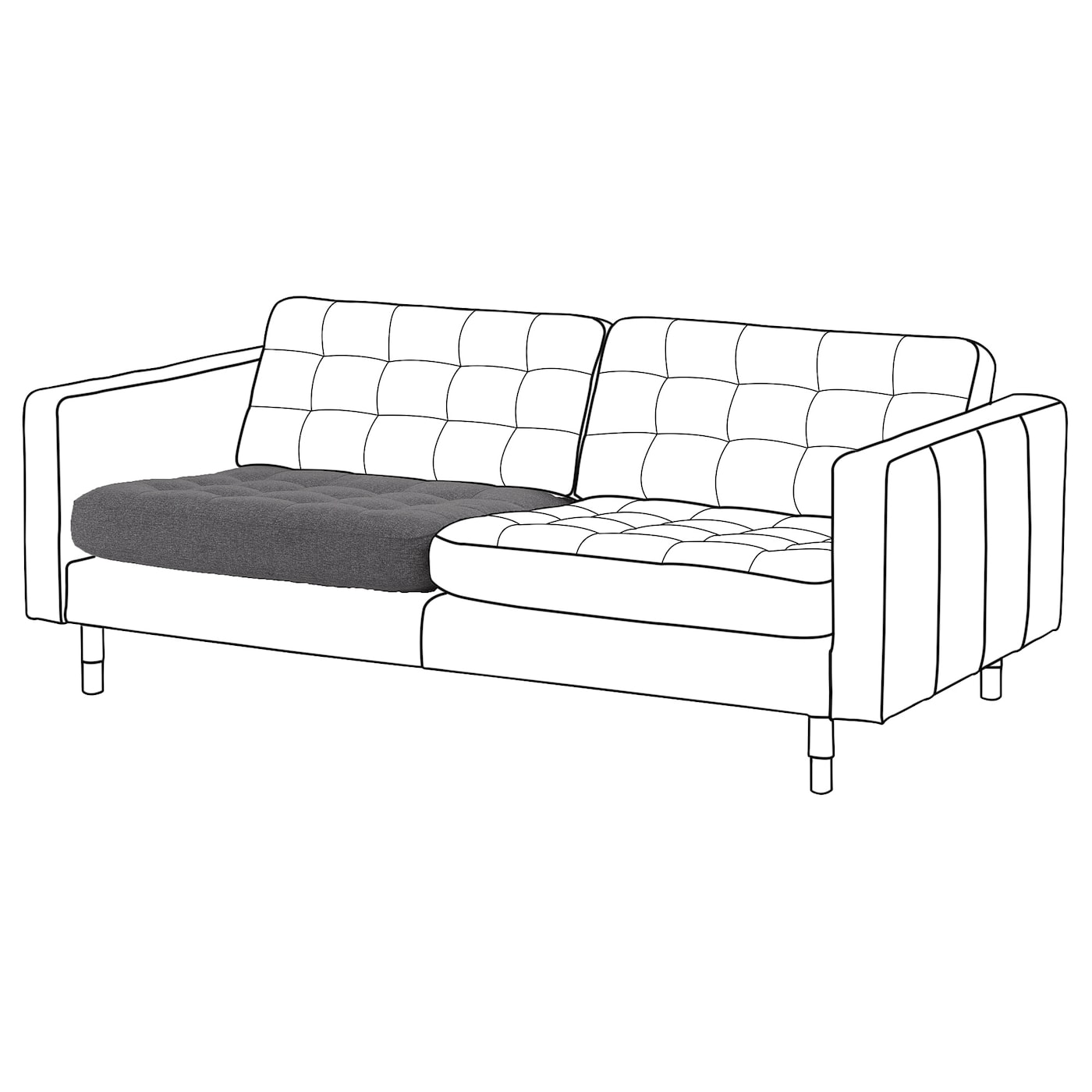 Подушка сиденья на диван - LANDSKRONA IKEA/ ЛАНДСКРУНА ИКЕА, 92х74х17 см, серый