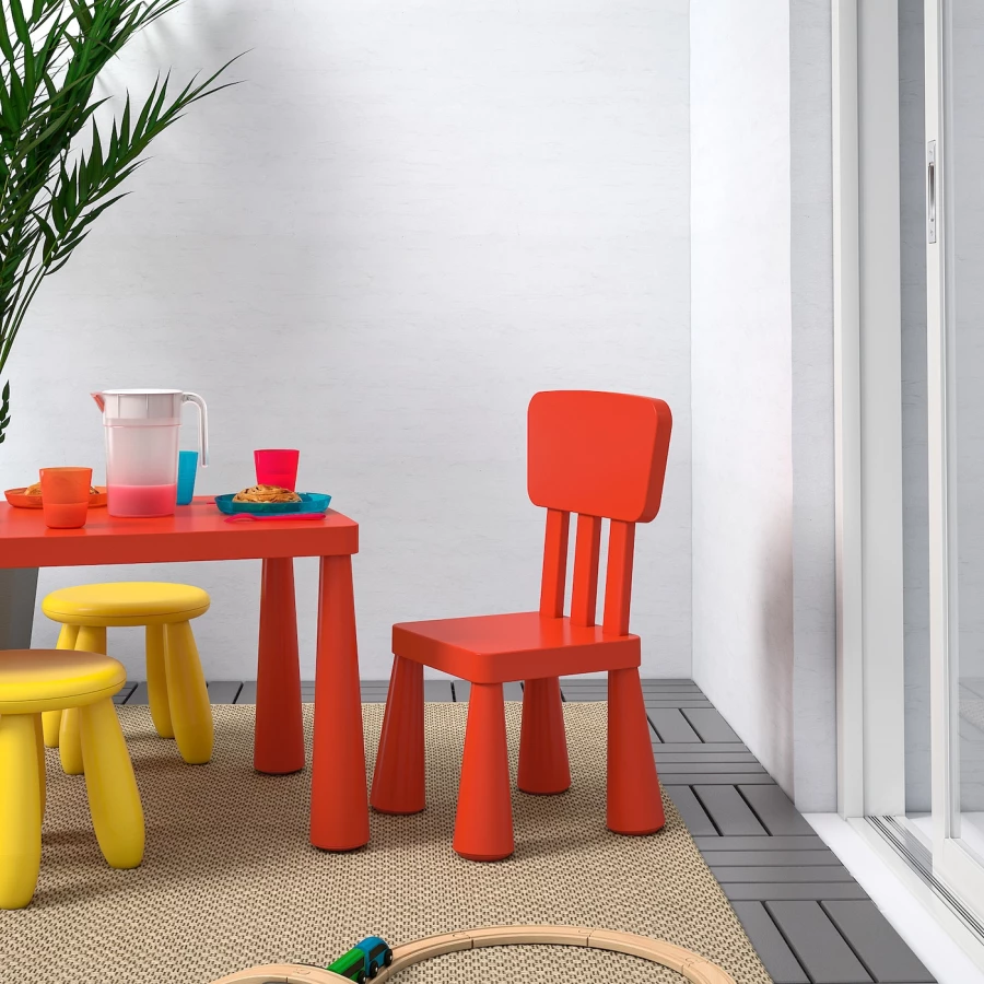 Стул детский - IKEA MAMMUT/МАММУТ ИКЕА, 67х39 см, красный (изображение №2)