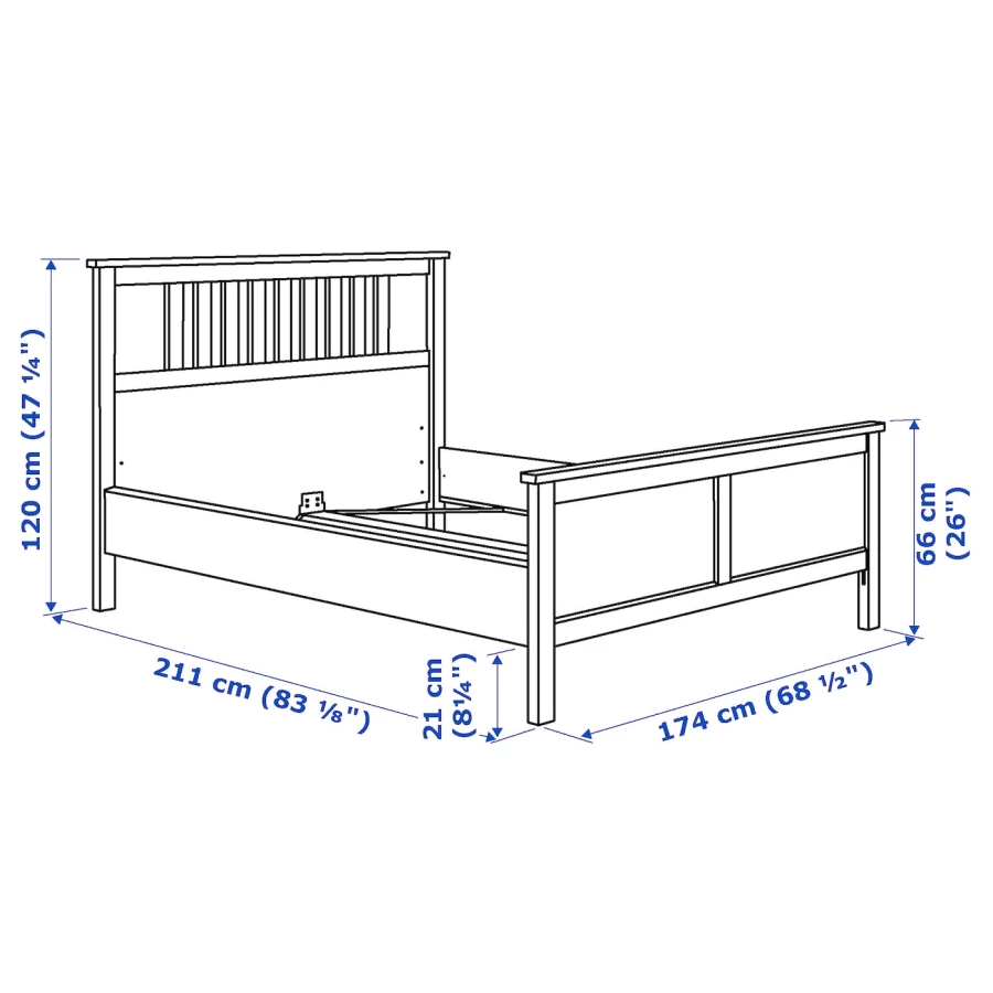Каркас кровати - IKEA HEMNES, 200х160 см, жесткий матрас, серый, ХЕМНЕС ИКЕА (изображение №15)