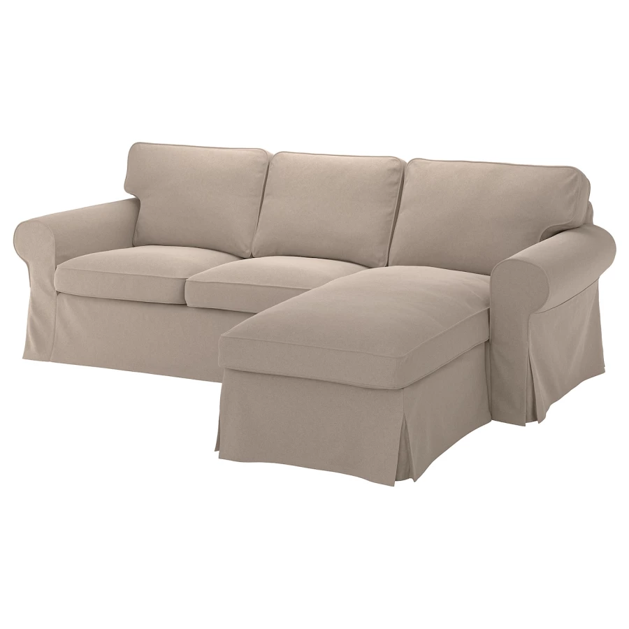 EKTORP Чехол на 3-местный диван с шезлонгом/Таллмира бежевый ИКЕА (изображение №1)