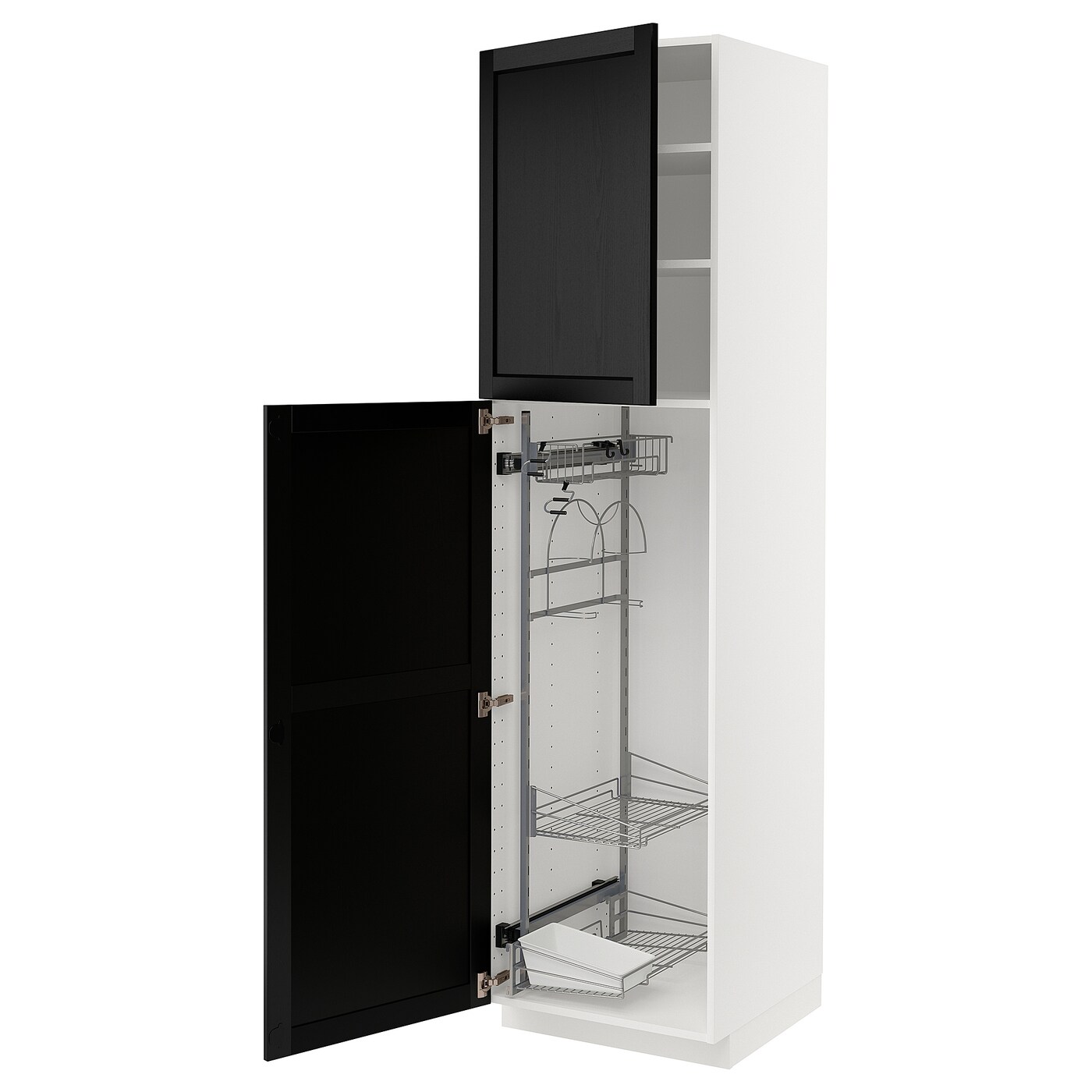 Высокий шкаф/бытовой - IKEA METOD/МЕТОД ИКЕА, 220х60х60 см, белый/черный