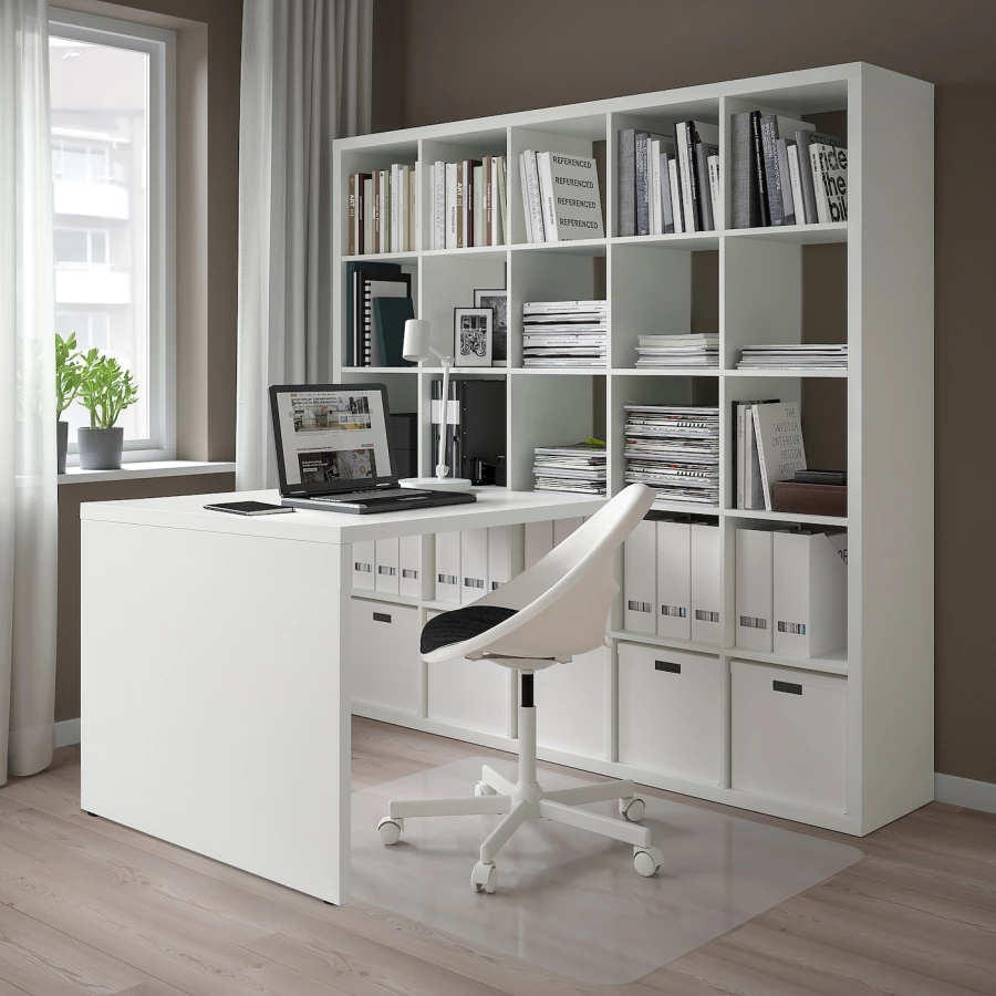 Письменный стол и стеллаж - IKEA KALLAX, 182x154x182 см, белый, КАЛЛАКС ИКЕА (изображение №2)