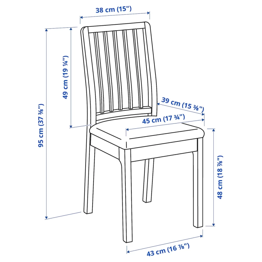 Стол и 4 стула - IKEA EKEDALEN/ЭКЕДАЛЕН ИКЕА, 120/180х80 см, белый/серый (изображение №10)
