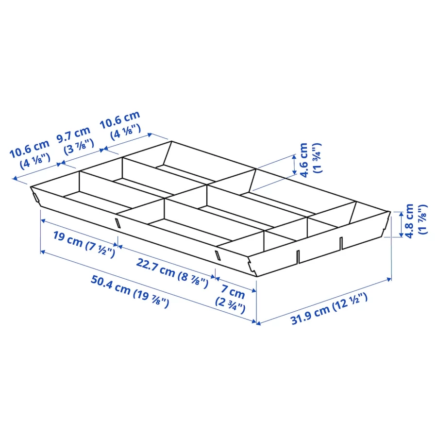 Лоток для столовых приборов - IKEA UPPDATERA, 60х40 см, серый, УППДАТЕРА ИКЕА (изображение №5)