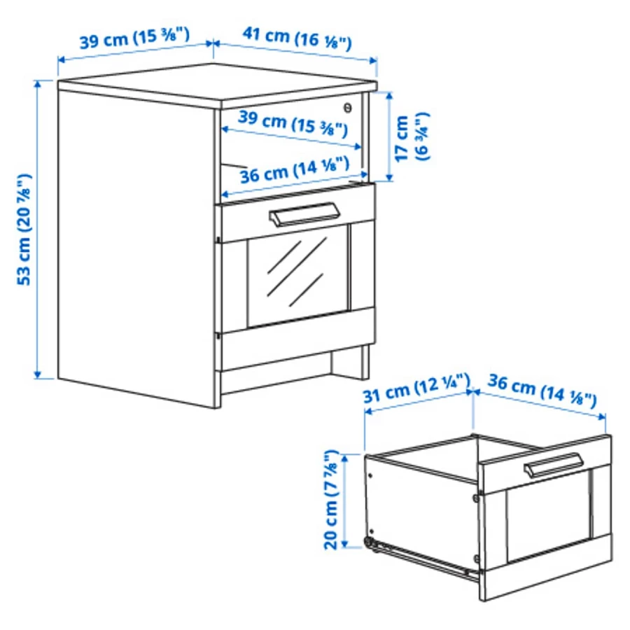 Прикроватная тумба - IKEA BRIMNES, 39х41х53 см, белый, БРИМНЭС/БРИМНЕС ИКЕА (изображение №5)